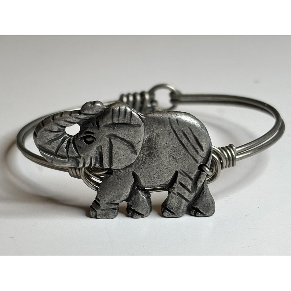 Luca & Danni Womens Bracelet Silver Tone Elephant Wire Wrapped Bangle